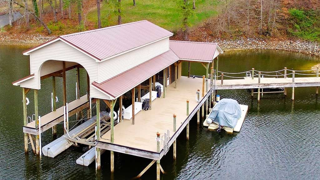 Custom dock tall roof and boat lift