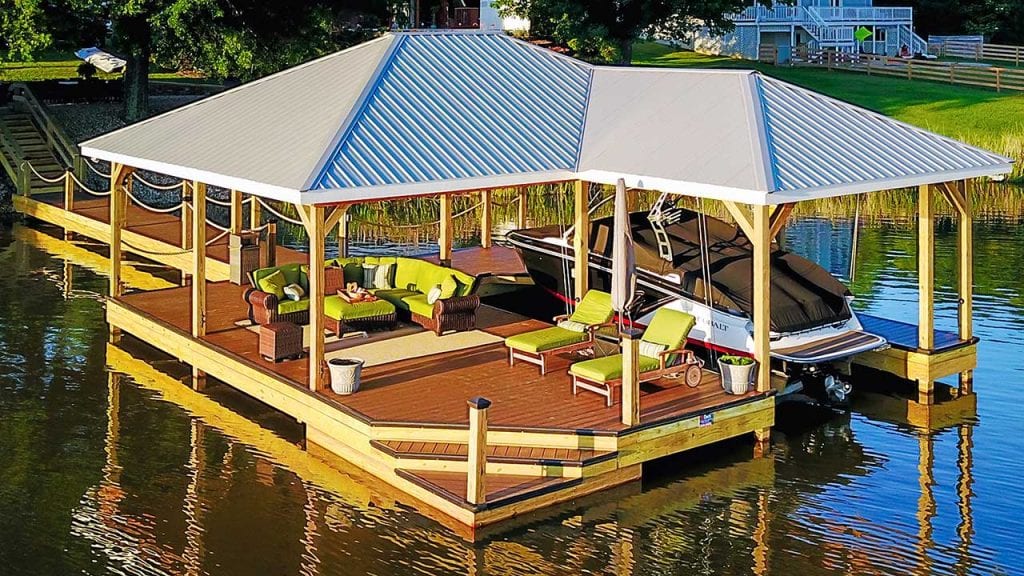 Custom dock with boat lift